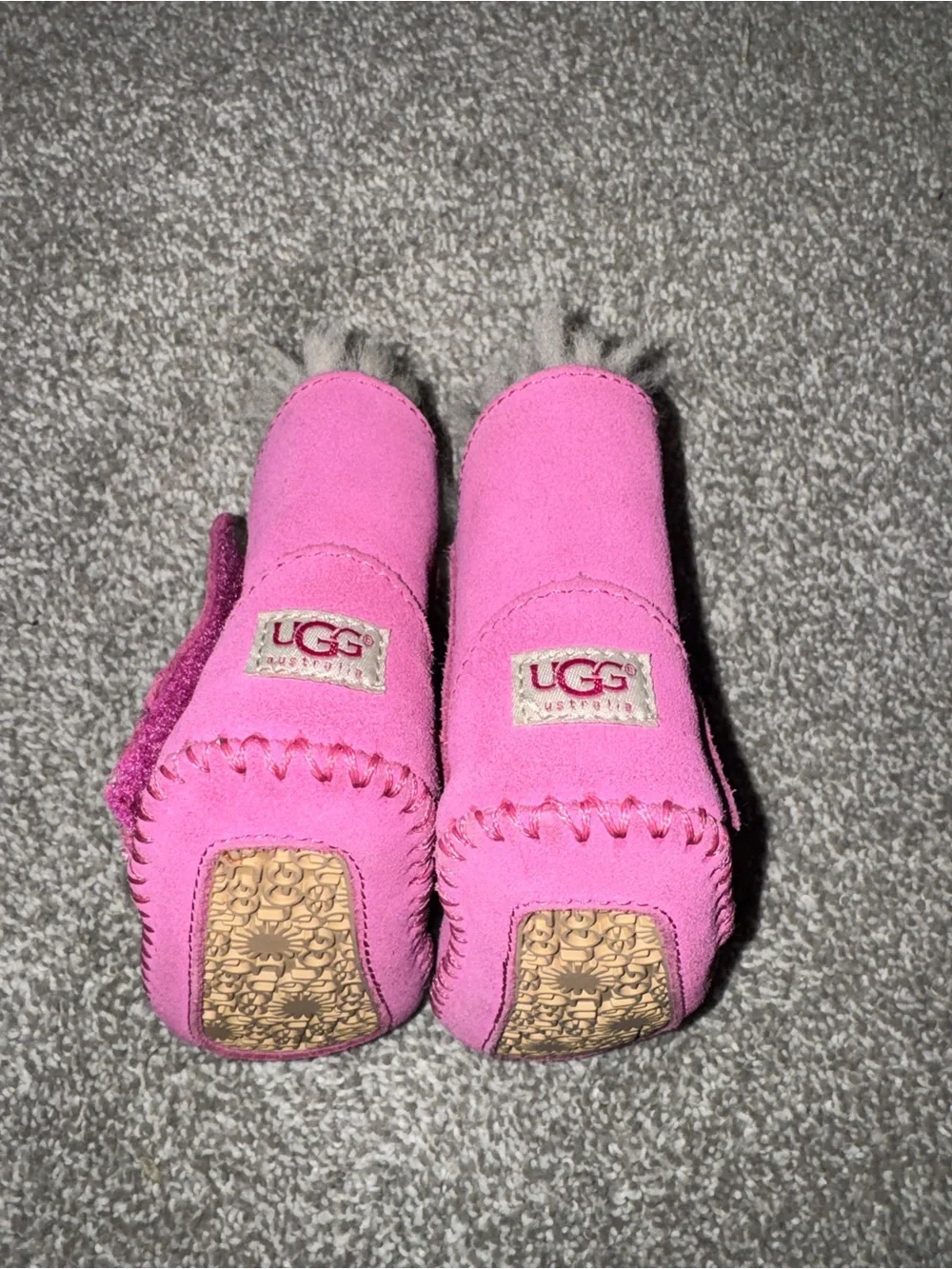 UGG Kids Pink Suede Faux-Fur Booties